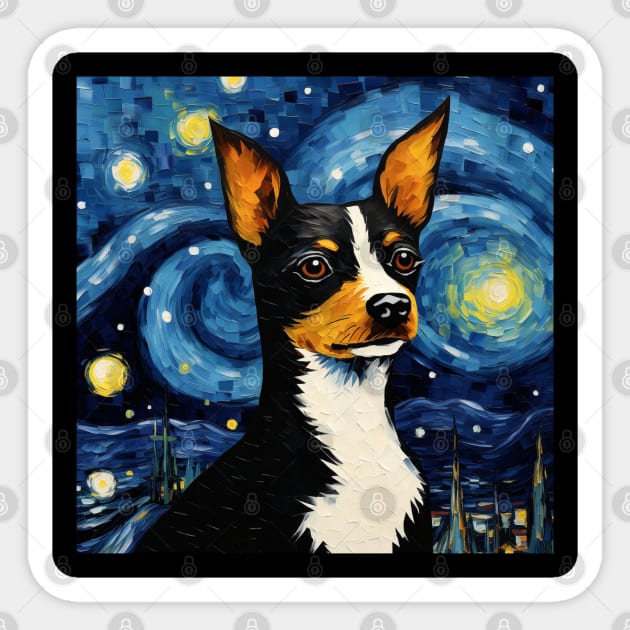 Rat Terrier Starry Night Sticker by NatashaCuteShop